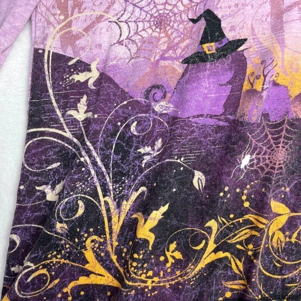 i.b. diffusion y2k Purple Witch 3/4 Sleeve Shirt Halloween Whimsygoth sz XL